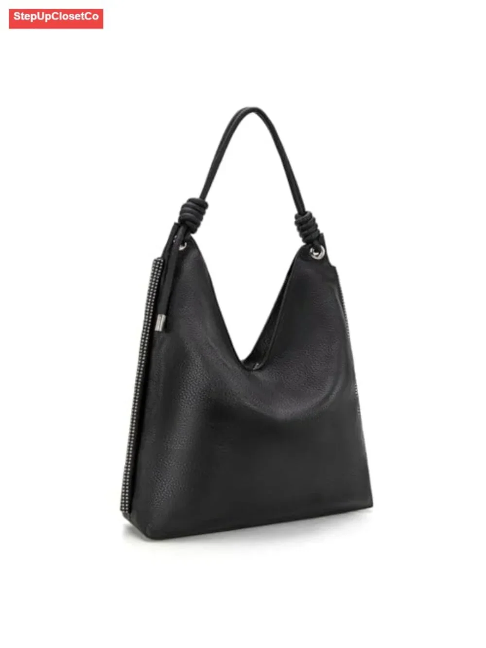 Faux Leather Slouchy Hobo Bag with Knotted Top Handle, Large Women's Shoulder